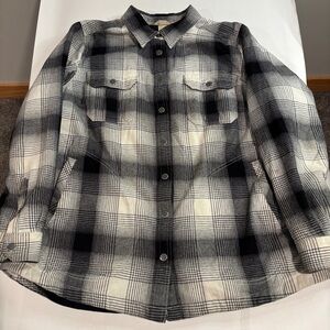 Duluth Trading Free Swingin Lined Flannel Shirt Jac Women's XL Plaid Shacket